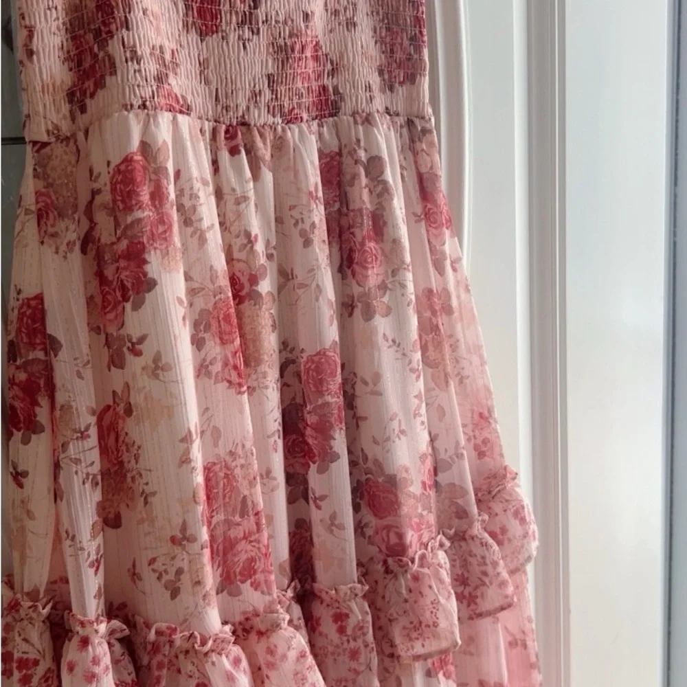 Altar'd State Blush Floral Tiered Dress - Picture 7 of 12